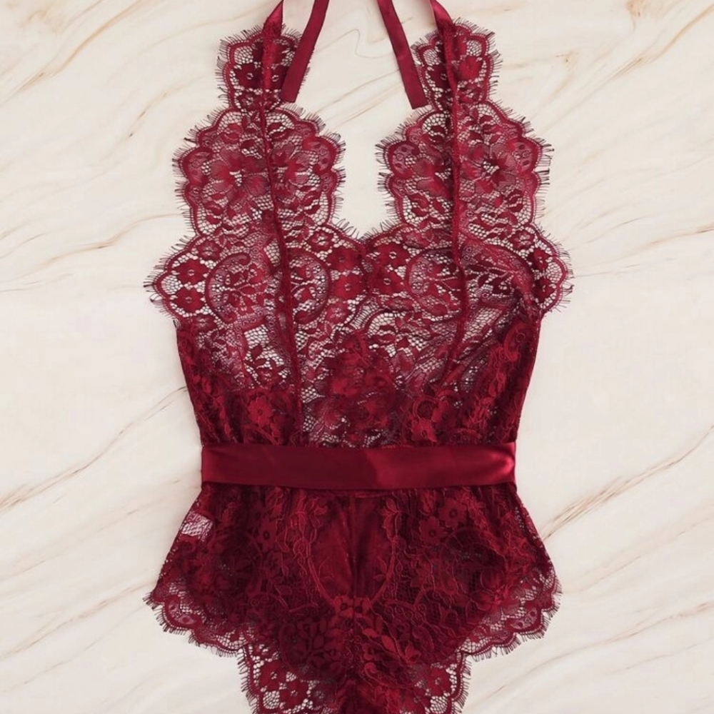 NWOT SHEIN lace halter teddy